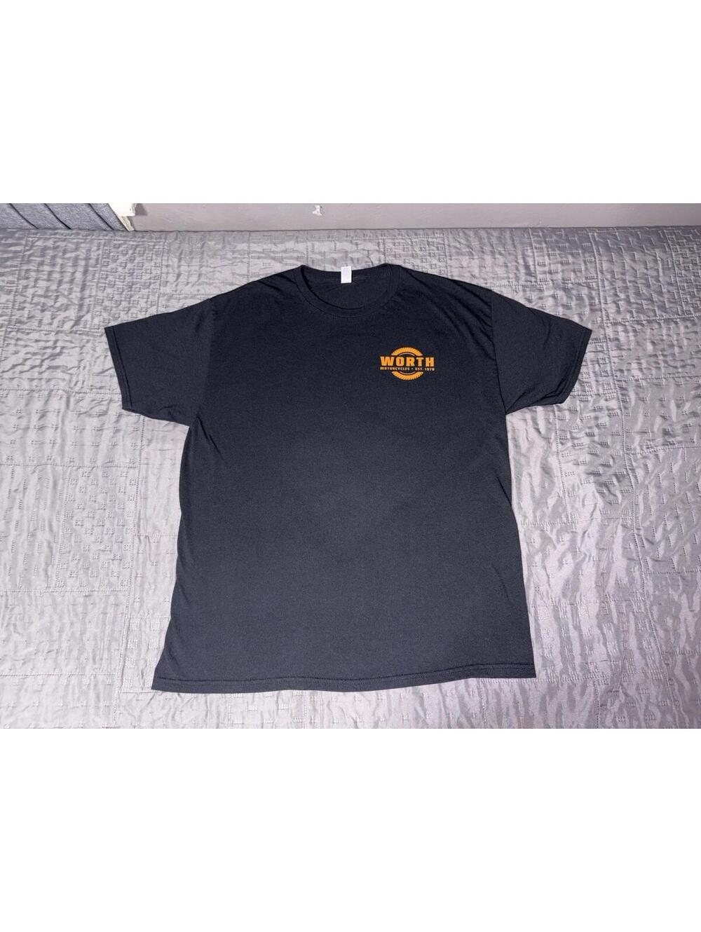 Worth Motorcycles Graphic T-Shirt L Jerzees Dri-Power USA Eagle Bike Print Black